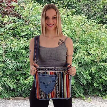 Sunsa Women's Bags Crossbody Bag Handbag Canvas & Jeans. Large Boho Crossbody Bag/Bag Shoulder Bag, Gift Ideas for Women/Girls Sustainable Products (Jeans/Colorful)