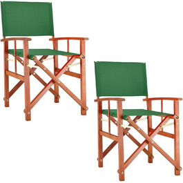 Casaria® Garden Chairs 2-Piece Set Wood Folding Weatherproof 320kg Load Capacity Armrests Cover Folding Chair Cannes FSC® Eucalyptus Garden Balcony Camping (2x, Green)