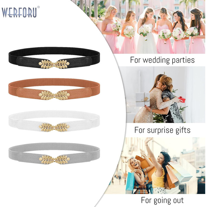 Жіночий еластичний пояс WERFORU Vintage Широкий пояс для сукні, модний, тягнеться, cinch, кольори: чорний, білий, коричневий, бежевий, розмір 82-99 см