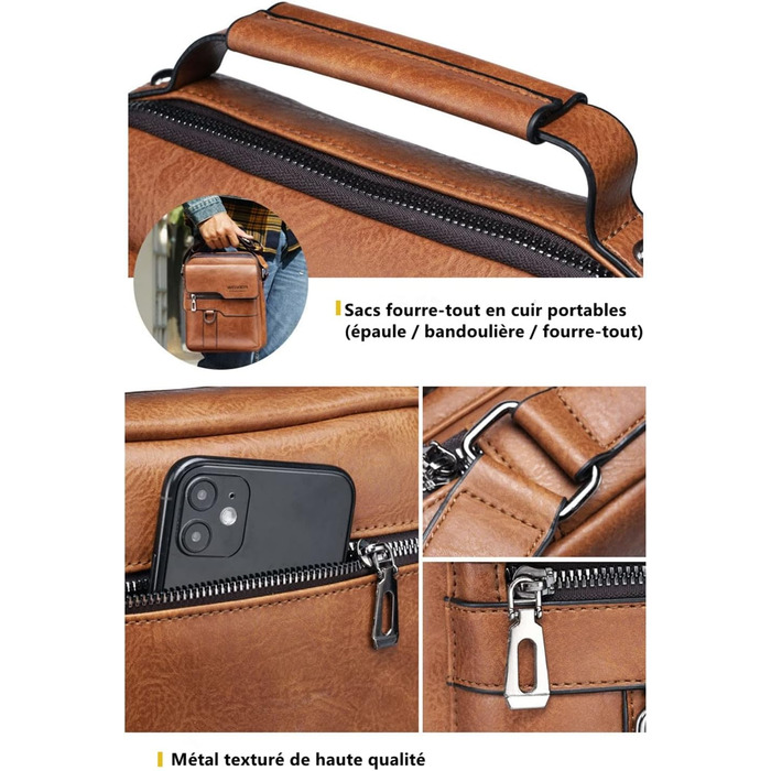 Чоловіча сумка через плече/месенджер з натуральної шкіри (колір: коричневий)