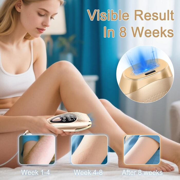 IPL пристрій для епіляції з охолодженням сапфіром – 3-в-1 для жінок та чоловіків, 999 999 імпульсів, 9 рівнів інтенсивності, для обличчя, під пахвами, на ногах та в зоні бікіні Silver