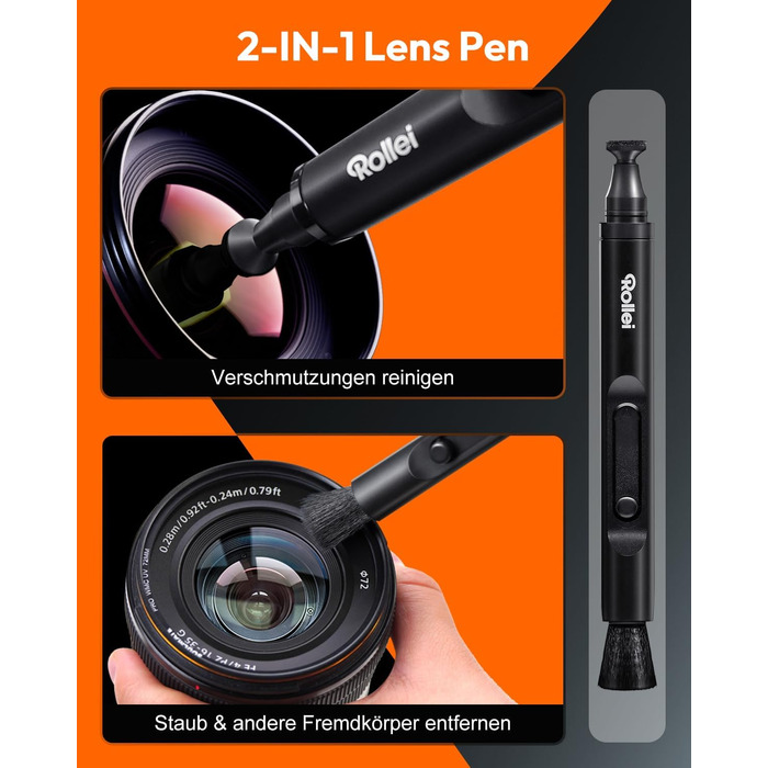 Rollei Набір для чищення камери APS-C XL (8-в-1): Lenspen, груша, серветки, рідина, стіки для сенсора (16мм)
