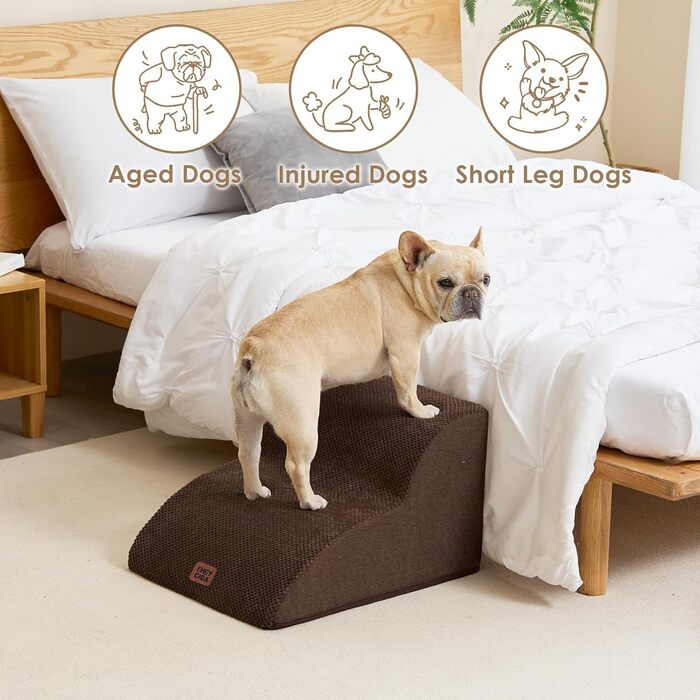 Сходинки для собак EHEYCIGA: компактні, 40 см, для маленьких собак, зручні для софи та ліжка, з антиковзким покриттям, 3 сходинки, сірий колір (40 x 50 x 30 см)