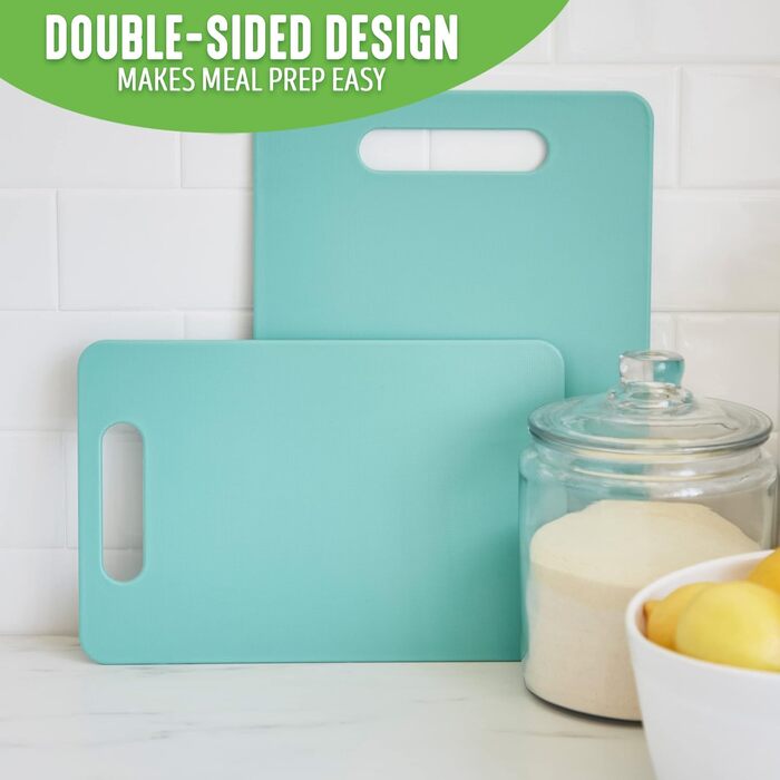 Набір дерев'яних обробних дощок GreenLife 2 шт. (середня та велика), миючі в посудомийній машині, блакитні