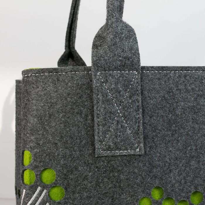 GILDE Felt Bag Dill Flower, 41 cm, Shopping Bag/Wooden Bag/Beach Bag - tear-resistant & carries a lot of weight - safely cushions your purchases and has plenty of storage space (Dark Grey)
