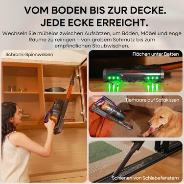 Бездротовий акумуляторний пилосос KIPMAX 50000Pa, 550W, 70 хвилин, 1.5L, з дисплеєм, антизаплутана щітка, 7-шаровий фільтр, 2 арома-пластини, для килимів, шерсті тварин, твердих поверхонь, золотий