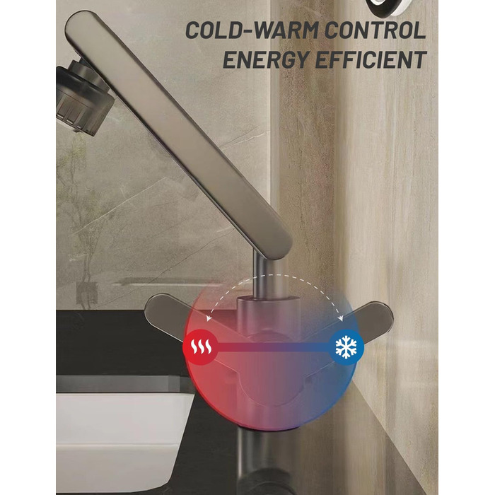 Кухонний змішувач Vorfenster з поворотним гусаком 1080°, 2 режими струменя, нержавіюча сталь, для кухні/ванної кімнати