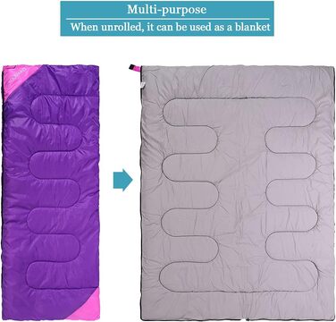 Сплячий мішок для дорослих та дітей – легкий, водонепроникний, зручний для весни, літа, осені – для походів, подорожей, кемпінгу (Рожево-червоний)