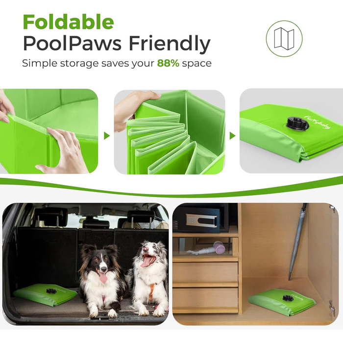 Foldable Dog Pool for Dogs, Dog Cushion Pool, Portable, for Dog Bath, Plastic, Large, Hard, Children's Pool (100 x 30 cm) (XLarge(160×30cm), Green)