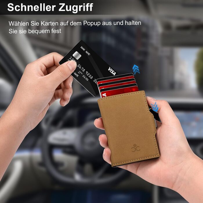 Чоловічий гаманець з відділенням для монет та RFID захистом, Slim Wallet Pop-up, для 9-11 карт, з кишенею для ID та відділенням для грошей, Smart Wallet для чоловіків (Верблюжий колір)