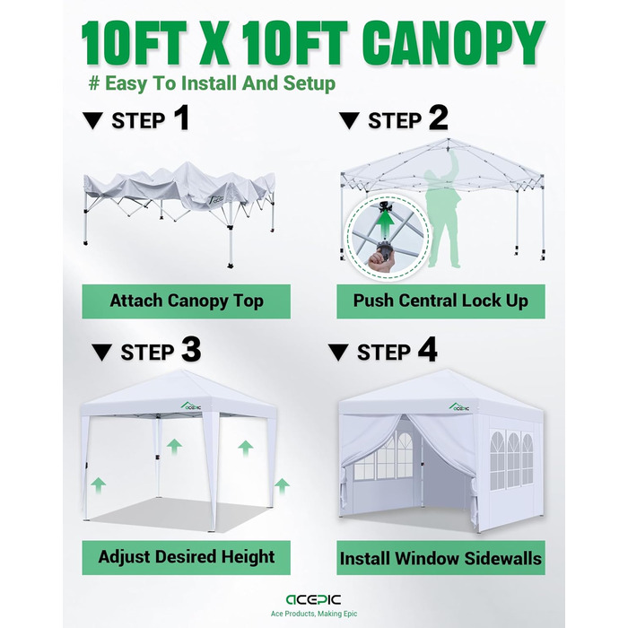 One-Touch Pop-Up Pavilion 3x3 Waterproof, Stable, Winter-Proof with Side Walls, Folding Pavilion with Thickened Tubes, for Garden, Party, Camping, Outdoor, Steel Frame, with 4 Side Walls, Dark Grey (Grey)