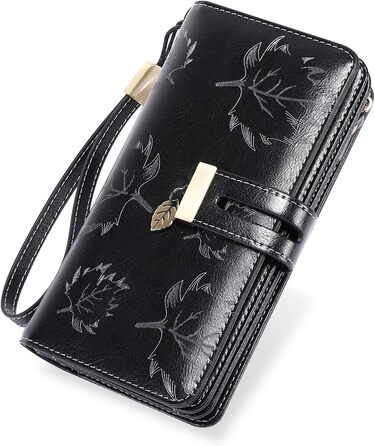 LUROON Wallet for Women Large with Many Compartments, Leather Wallet for Women Large with 24 Card Slots, RFID Women's Wallet Long Wallet for Women with Phone Pocket and Zipper