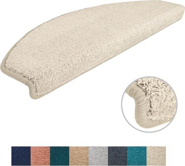 Ступеневі килимки Kettelservice-Metzker Sweet I М'які килимки на сходинки, напівкруглі, кремового кольору, 15 шт.