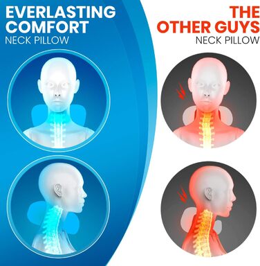 Подушка для шиї Everlasting Comfort з піною з пам'яті – комфортна підтримка для подорожей літаком, автомобілем або поїздом – набір для подорожей з навушниками, маскою для сну та сумкою (Чорний)