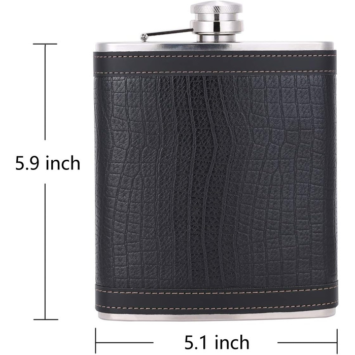 Фляга з імітацією крокодилячої шкіри, нержавіюча сталь, 510 мл, для віскі та лікеру, обгорнута PU-шкірою, TANEAXON