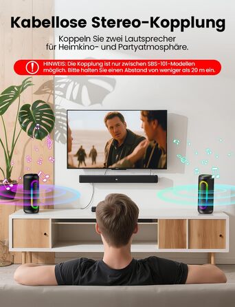 Портативна Bluetooth колонка UOHHBOE 30W з RGB підсвічуванням, TWS Stereo, 24 години роботи, IPX5 водонепроникність