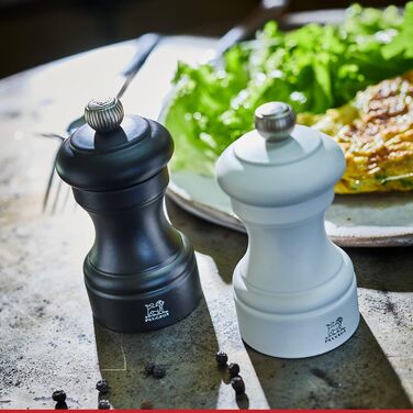 PEUGEOT Bistro Pepper/Salt Mill Set, Classic Grind Setting, Height: 10 cm, Wood, White/Black, 2/24291