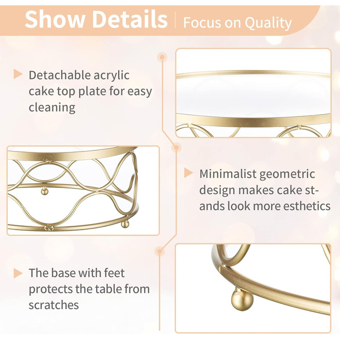 Підставка для торта NUPTIO, кругла, 30 см, металева з акриловою платформою, для вечірки, дня народження, хрещення, Різдва
