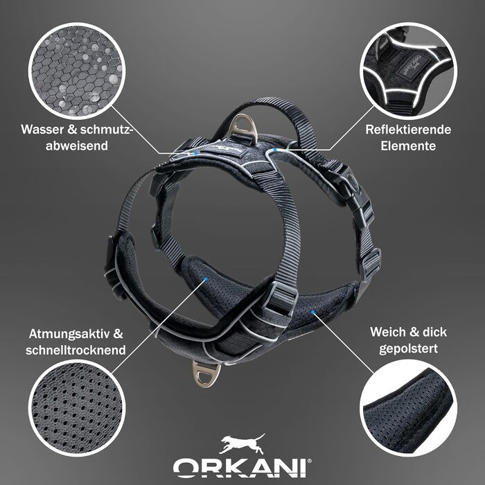 Шлейка для собак ORKANI Bravo 2025 - преміум, не тягне, з безпечним замком, дихаюча, м'яка, для маленьких, середніх та великих собак (S)