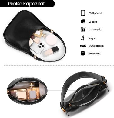 Сумка жіноча GSenhui Kleine Handtasche: маленька елегантна сумка-хобо через плече, PU шкіра, чорна, для подорожей