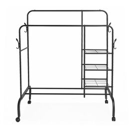 Rolling Clothes Rack with Double Hanging Rod