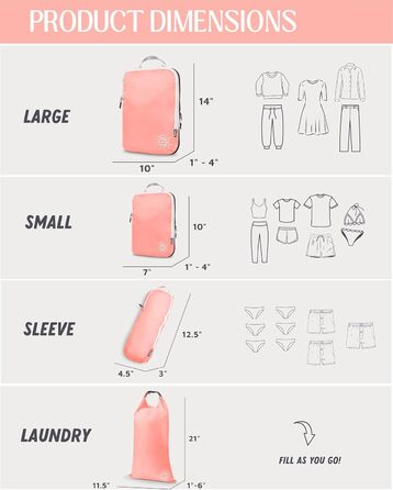 Набір кубиків для пакування TRIPPED: Органайзери для подорожей, 6 шт. (білий, зелений, рожевий)