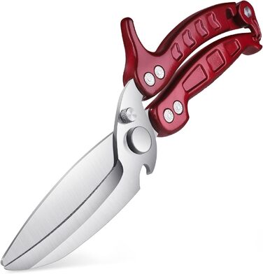DRAGON RIOT Poultry Shears Detachable, Heavy Duty Meat Shears, Multi-Purpose Kitchen Shears for Cutting Bones, Meat, Poultry, Vegetables, Seafood, and Pizza, Bone Cutting Shears Red