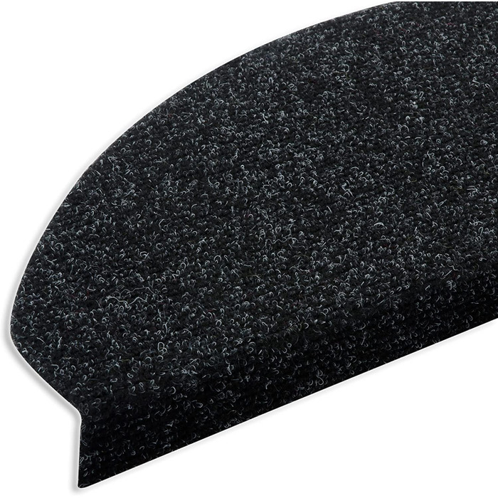 Casa Pura Non-Slip Stair Treads - 15 Piece Set - Adhesive Backed, Round Edge - Indoor Stair Carpet - Anthracite Grey