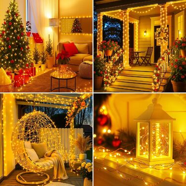 Льокогірлянда BTfarm 20M з 200 LED, тепле біле світло, з пультом, для дому та саду, 8 режимів, вологостійка, з таймером, для декору на Різдво, вечірку, весілля