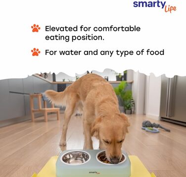 Набір мисок для котів та собак Smarty Life з піднятою платформою - нержавіюча сталь, для корму та води