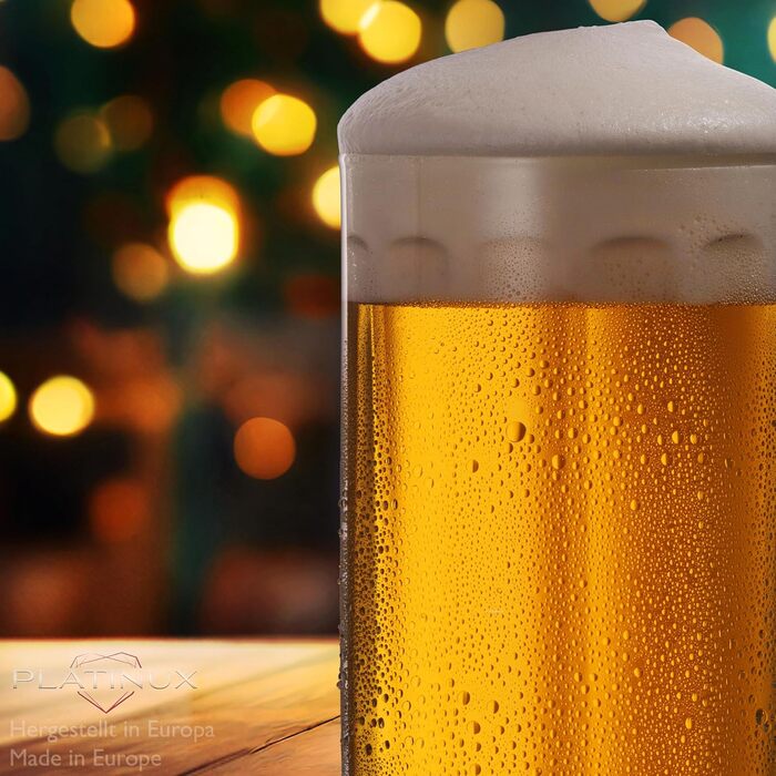 Набір скляних пивних кухлів PLATINUX Bierseidel з ручкою, 6 шт, 300 мл (макс. 350 мл) + 2 кухлі 500 мл, прозорі