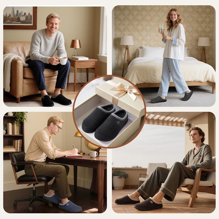 Тапочки халатні Ruyi для дому та вулиці, зимові, з підтримкою склепіння стопи, антиковзаюча підошва, сірі, 43 EU