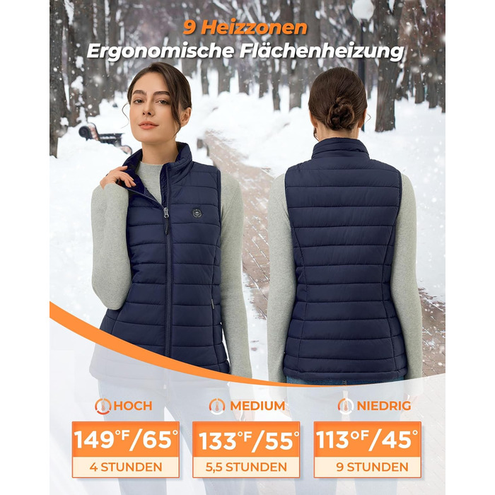 Жіночі гріючі штани Heizwete з акумулятором 16000mAh 7,4V - 9 гріючих зон, 3 режими температури, для активного відпочинку та роботи на вулиці, білі (сині, S)