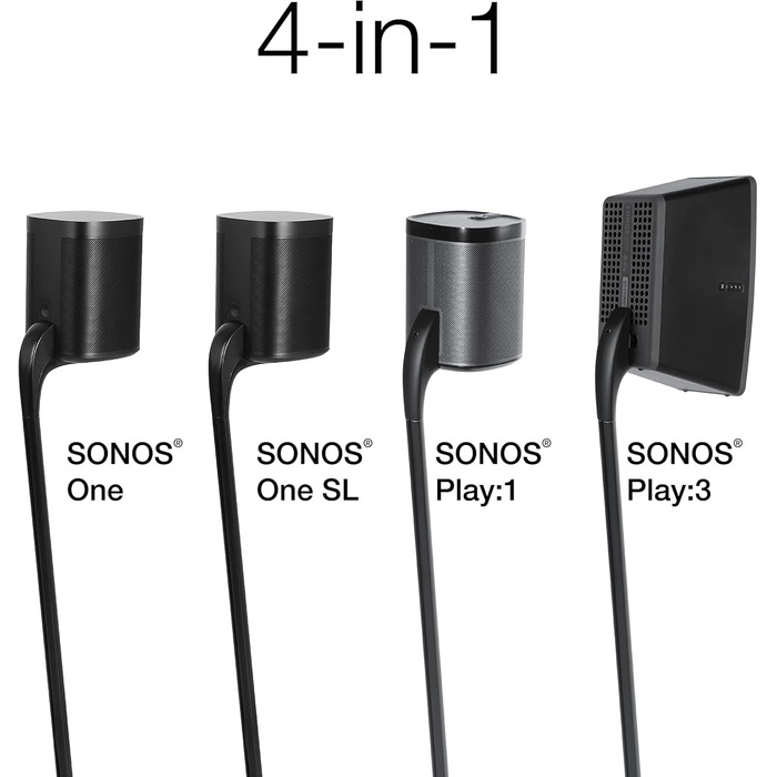 Підставка GT STUDIO для SONOS One, One SL, Play:1, Play:3. Преміум дизайн, приховане кабельне підключення, важка основа (Пара, Чорний)