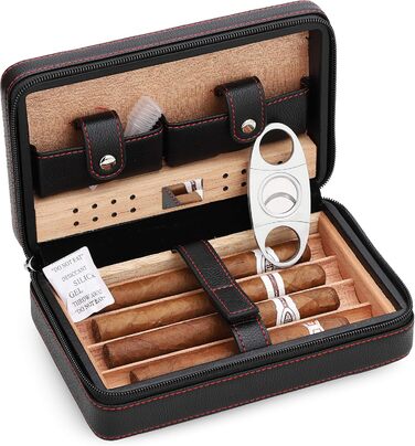 Чохол для сигар Time C Club з натуральної шкіри, портативний, з різаком та зволожувачем, подарунок для друзів нареченого, на день народження, на День батька, на річницю