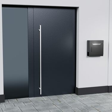 Поштовий ящик преміум класу з газетницею та оглядовим вікном, антрацит - персоналізований з іменем родини, настінний поштовий ящик