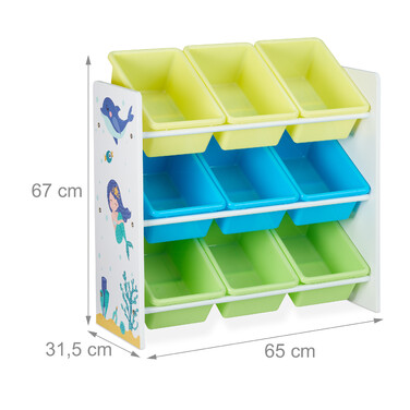 Relaxdays Children's Shelving Unit with 9 Boxes and Motif