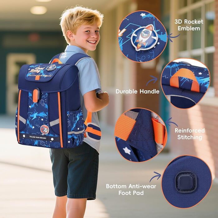 Шкільний рюкзак для хлопчика, 1-4 клас, ергономічний, з нагрудним ременем, 2025, для дітей 6-10 років, знімний поясний ремінь, світловідбиваючий, блакитний