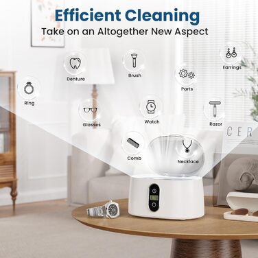 Ультразвукова мийка KECOOLKE для ювелірних виробів, окулярів та монет - Sonic Cleaner з цифровим таймером (кремовий)