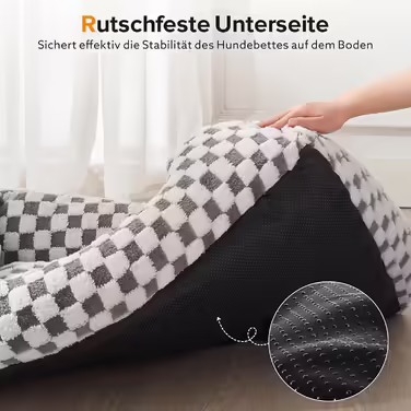 FURTIME Dog Bed - Large Dogs, Non-Slip Dog Beds, Washable Dog Basket, Anti-Anxiety Plush Dog Bed, Suitable for Large Labrador Retrievers, German Shepherds, 89×63×23 cm (L(76×61×23 cm), Chocolate)