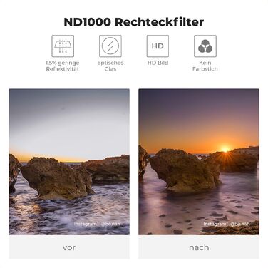 Набір фільтрів K&F Concept Nano-X: квадратний фільтр, ND1000, фільтр-утримувач, 8 адаптерних кілець