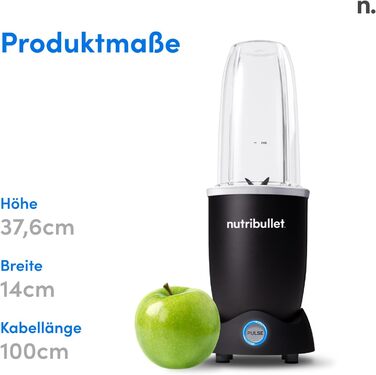 Nutribullet Pro 1200, Electric Blender, Food Processor, Smoothie Blender, Multi-Function Blender, 1200W Power, 700ml and 900ml Cups, Black, NB120MB 1200W Black