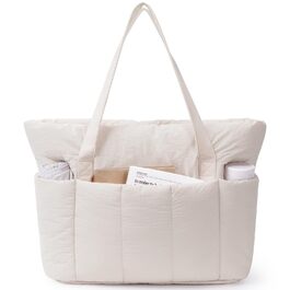 Сумка жіноча Narwey Shopper бежева, велика, легка - для роботи, навчання, як сумка для вчителя з багатьма кишенями