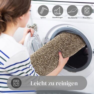 Привратний килимок Pauwer протиковзний та зносостійкий, мийний килим для вхідних дверей, тераси та саду (60 x 90 см, Коричневий)