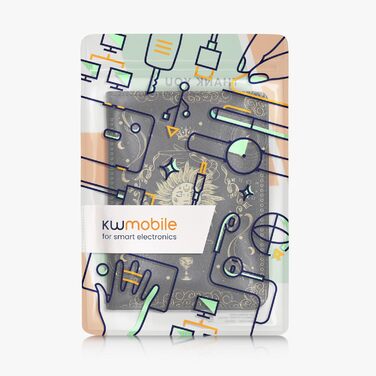 Чохол-книжка kwmobile для Kobo Clara BW/Clara Colour/Tolino Shine (5) / Shine Color з петлею для руки та мотивом бібліотеки (Таро, карти)