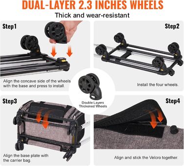 Тролей для собак VEVOR, складаний рюкзак для собак до 15,8 кг, переноска з оксфордської тканини 600D, 4 колеса, кишені для зберігання, ідеально для подорожей на авто та виїздів (сірий, 11 кг)