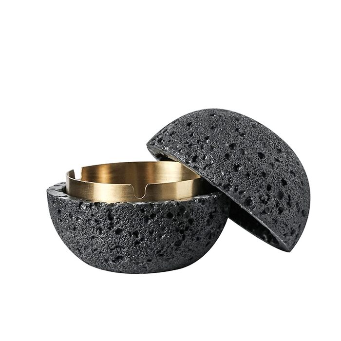 Сміттєвий бак для вулиці та балкона: герметичний, як стильна декор. З бетону та нержавіючої сталі (Чорний S)