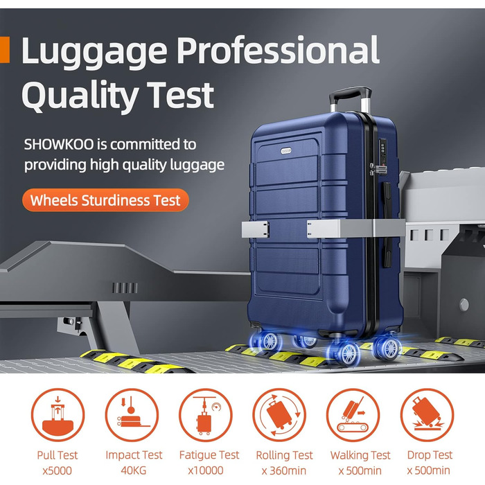 Набір валіз SHOWKOO 3 шт. з жорстким корпусом, ABS+PC, розширюваний, з TSA замком та 4 колесами (M, L, XL, Champagner)