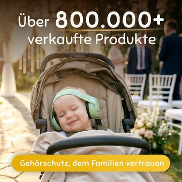 Schallwerk Mini+ - Навушники-захисники вух для малюків - високоякісні шумозаглушувачі для дітей - захист вух для дітей, захист вух для немовлят, навушники-захисники вух для немовлят, шумозаглушувачі Matcha Green