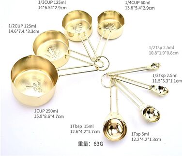 8-Piece Measuring Spoon Set, Rose Gold, Measuring Cup, Kitchen Accessories, Baking, Tea, Coffee Spoons, Measuring Tools (Color: Gold) (Silver)